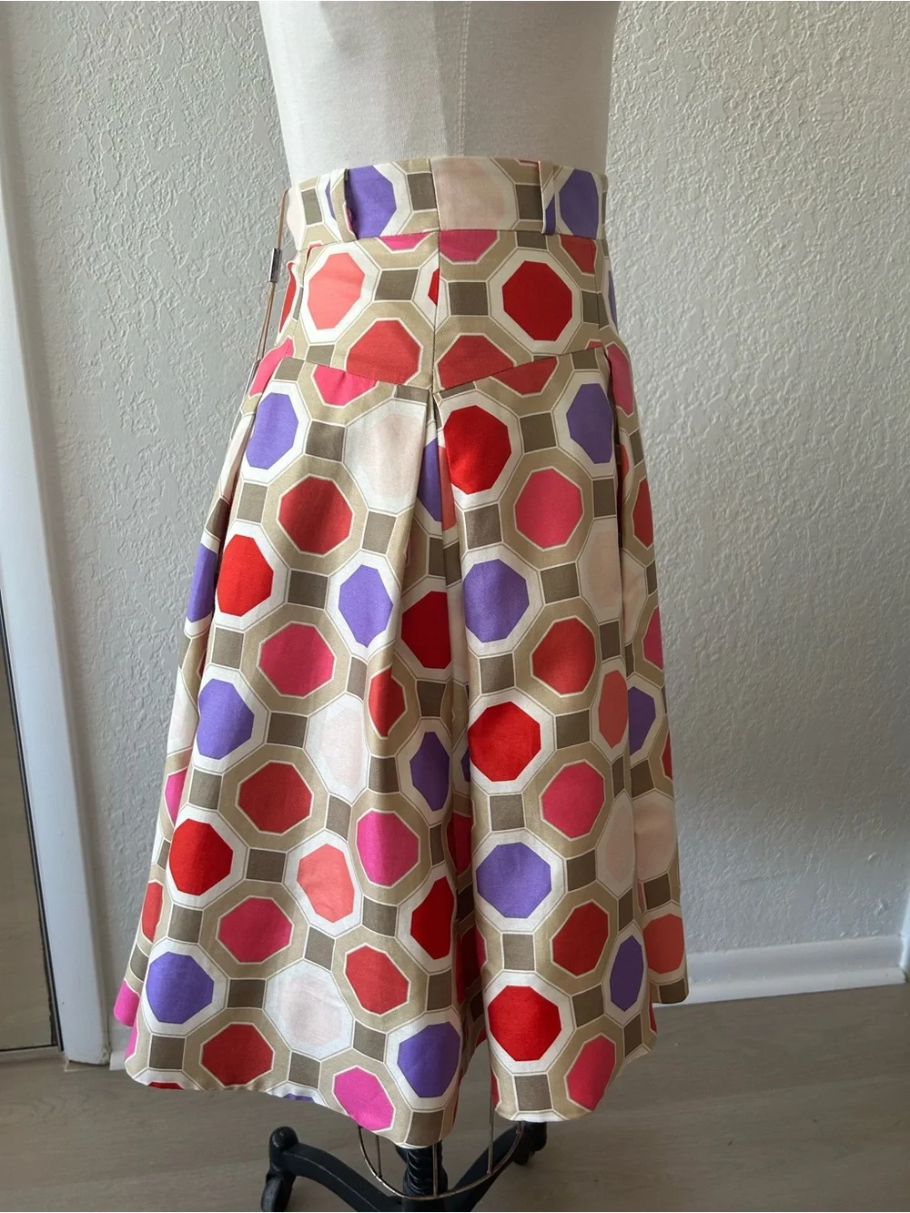 Michael Kors collection Print Skater Skirt with Pink, Red & Purple Accents